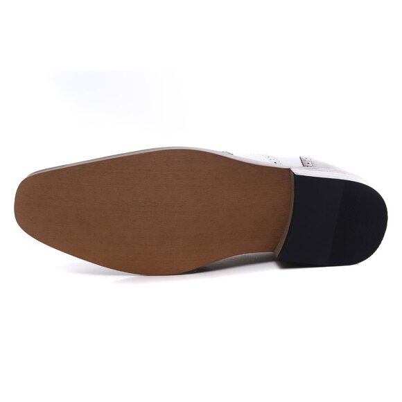 Tan Brown White 1920's Wingtip Lace up Oxford Dress Shoes - Picture 5 of 6